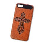 Wholesale iPhone 7 Plus Wood Style Design Case (Cross)